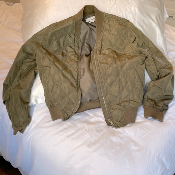 Army green quilted bomber jacket - Picture 1 of 2